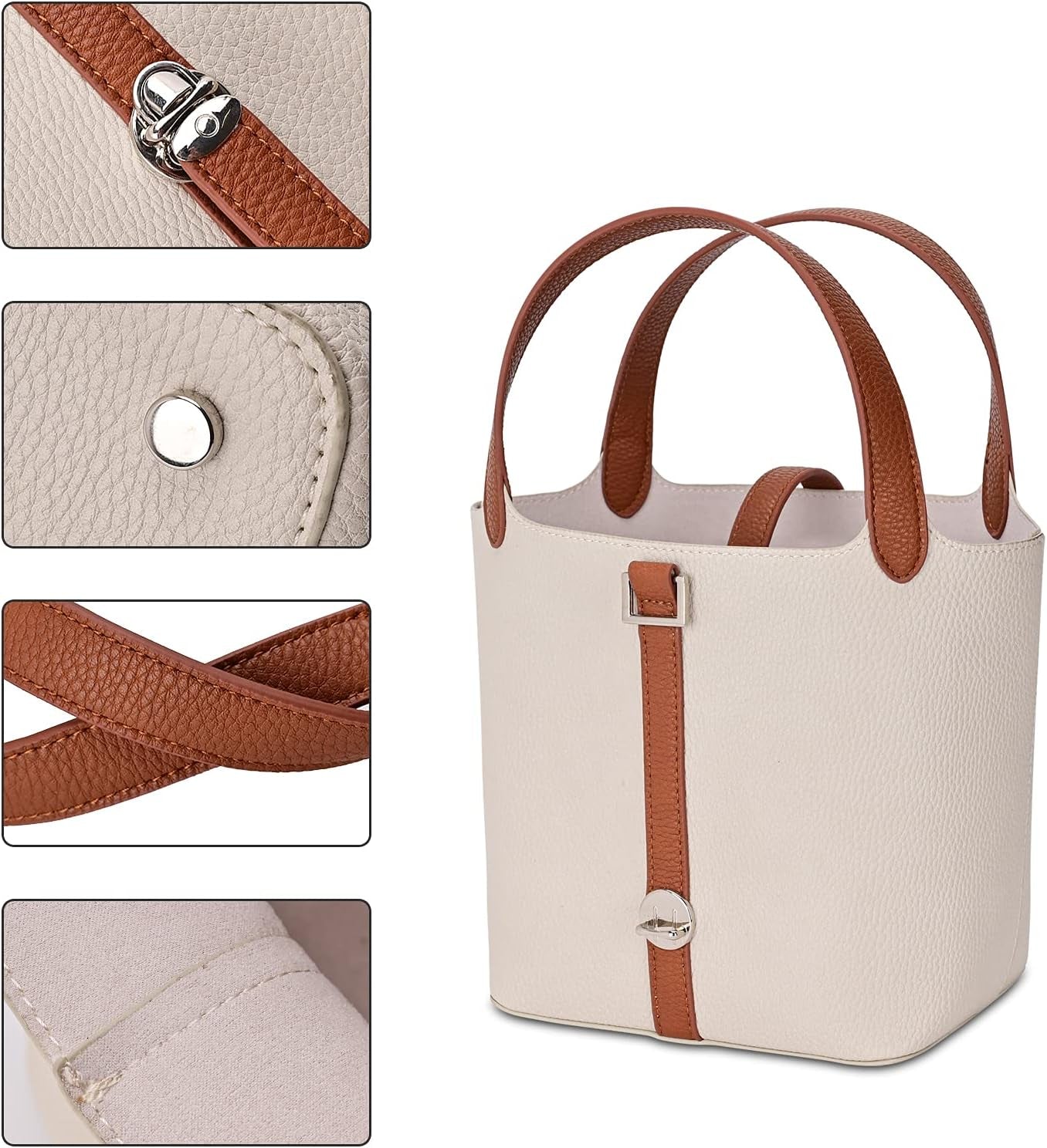 Vintage White PU Leather Clutch – Women’s Chic Evening Bucket Bag - Bela Fils BoutiqueBela Fils Boutique